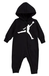 Jordan Babies' Jumpman Hooded Cotton Blend Romper In Black