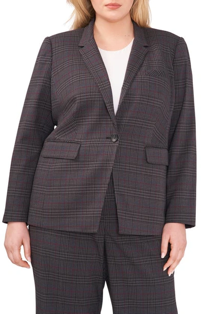 Vince Camuto Plaid One-button Blazer In Rich Black