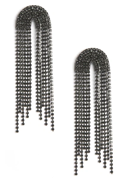 Deepa Gurnani Warren Crystal Drop Earrings In Gunmetal