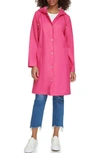 Levi's Water Resistant Hooded Long Rain Jacket In Pink Peacock