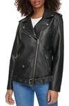 Levi's Longline Belted Moto Jacket In Black