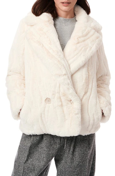 Bernardo Faux Fur Double Breasted Coat In White