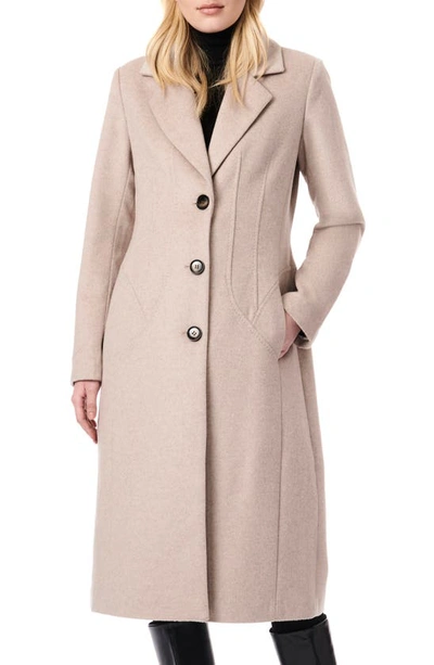 Bernardo Tailored Wool Blend Coat In Melange Beige