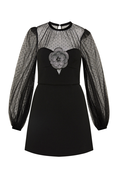 Rebecca Vallance Yvonne Flower Mini Dress In Black