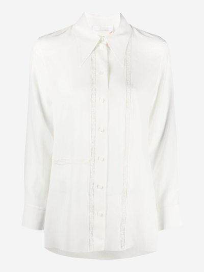 Chloé Broderie-anglaise Silk Shirt In White
