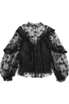 CHLOÉ RUFFLED EMBROIDERED TULLE BLOUSE