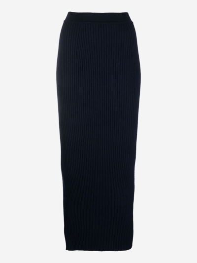 Chloé Long Knitted Pencil Skirt In Blue