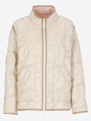 Hogan Quilted Bomber Jacket Beigeoff White In Beige,off White