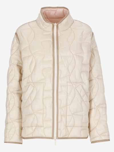 Hogan Quilted Bomber Jacket Beigeoff White In Naturale