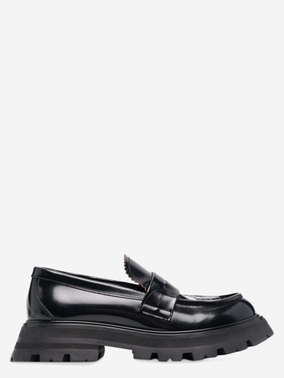 Alexander Mcqueen Wander 厚底皮质乐福鞋 In Black