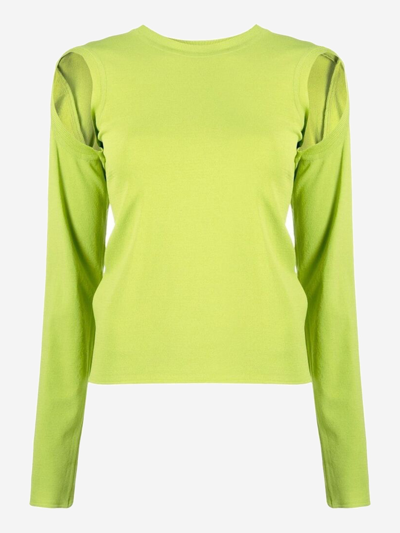 Low Classic Cut-out Round-neck Knitted Top In Green