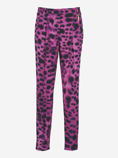 Roberto Cavalli Graphic-print Straight Trousers In Pink