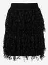Jw Anderson Fringe High-rise Wool-blend Mini Skirt In Black