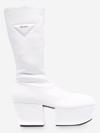 Prada Triangle Logo Platform Sole Boots In White
