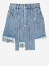 Natasha Zinko Asymmetric Denim Mini Skirt In Navy