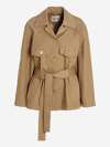 Low Classic Cropped Belted Trench Coat In Beige