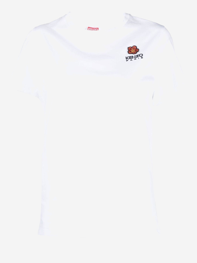 Kenzo Logo-embroidered Cotton T-shirt In White