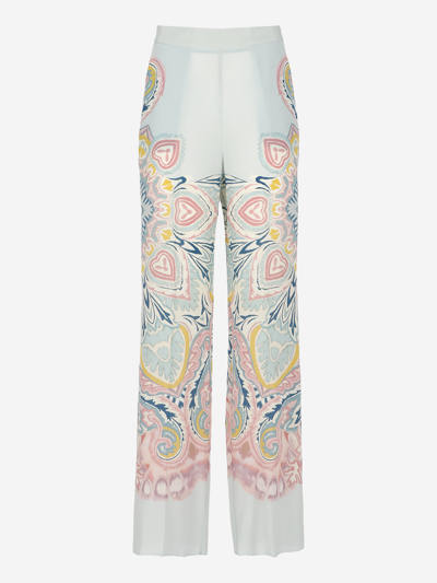 Etro Printed Palazzo Trousers In Blue