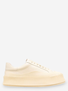Jil Sander Ridged-sole Leather Sneakers In Beige