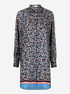 Ferragamo Animalier Silk Jacquard Long Shirt In Multicolor