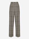 Dolce & Gabbana Check-pattern Virgin Wool Wide-leg Trousers In Grey