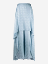 Fendi Draped Wide Leg Satin Trousers In Blue