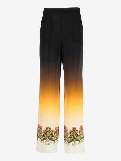 Etro Silk Trousers In Black