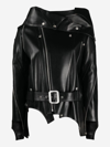 Junya Watanabe Asymmetric Belted Leather Jacket In Black