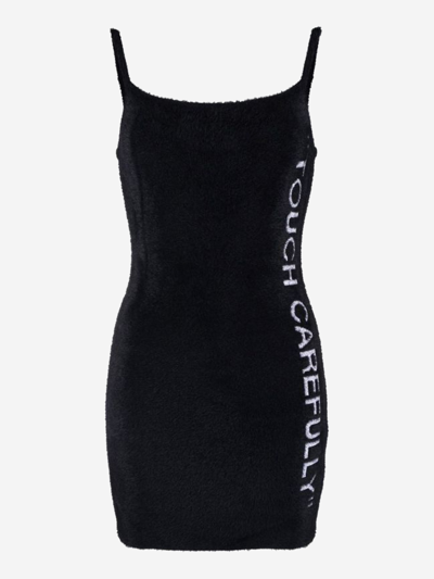 Off-white Touch Carefully Fuzzy Mini Dress In Black