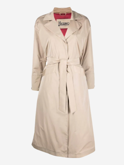 Herno Belted Single-breasted Trenchcoat In Beige