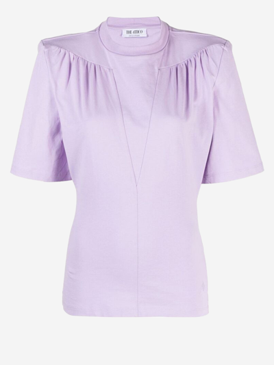 Attico Jewel Cut-out Cotton T-shirt In Purple