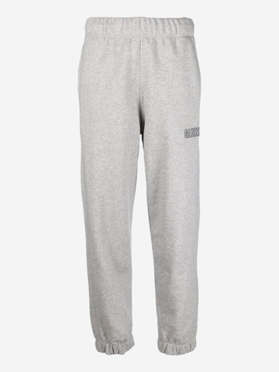 Ganni Cotton Trousers In Grey