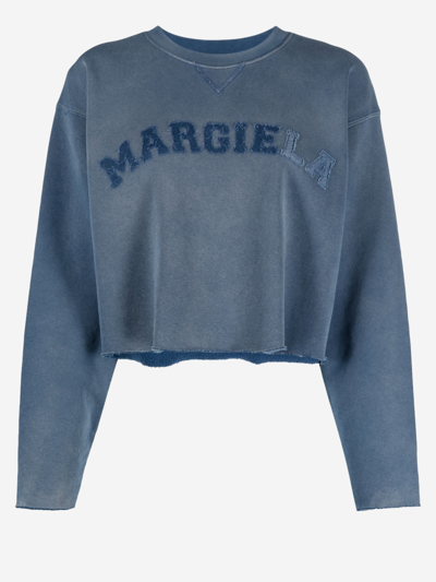 Maison Margiela Cropped Sweatshirt In Blue