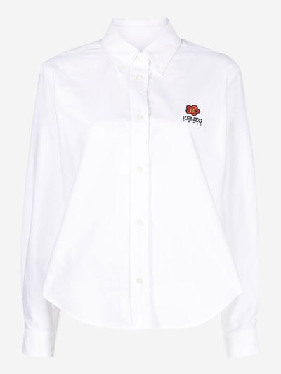 Kenzo Slim Fit Cotton Shirt In White