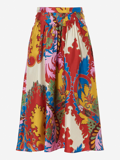 Etro All-over Graphic-print Midi Skirt In Multicolor