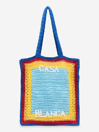 Casablanca Crochet Tote Bag In Blue
