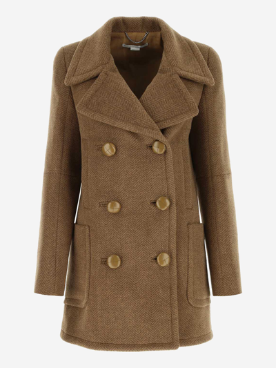 Stella Mccartney Brown Wool Coat Nd  Donna 40 In Multicolor