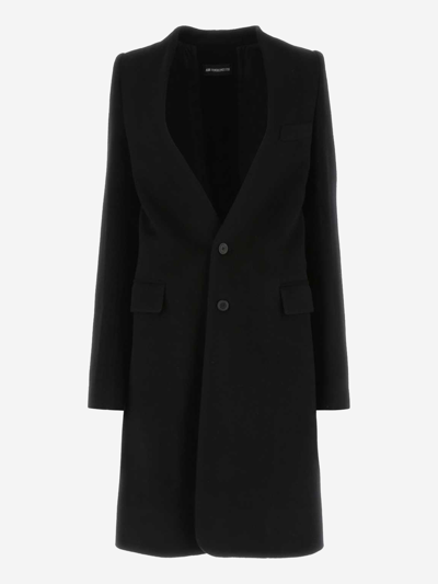 Ann Demeulemeester Black Wool Blend Celine Coat