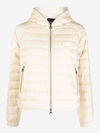 Duvetica Caroma Hooded Down Jacket In Beige