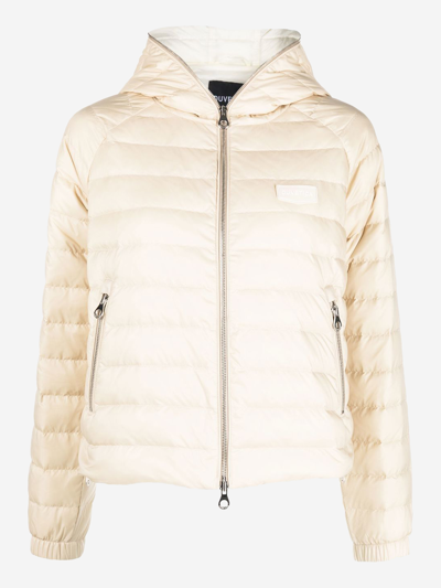 Duvetica Caroma Hooded Down Jacket In Beige