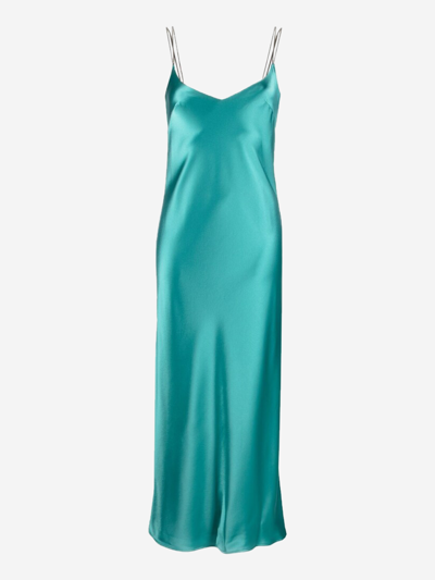 Galvan Chain Liquid Slip Tank Dress In Green