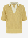 Agnona Mustard Cotton And Cashmere Polo Shirt  Yellow  Donna Xs In Multicolor