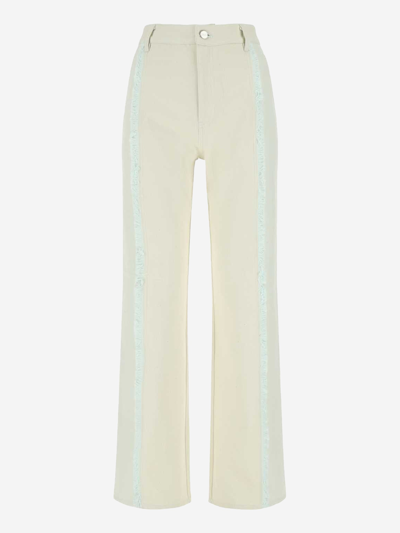 Dion Lee Two Tone Straight Leg Jeans In White