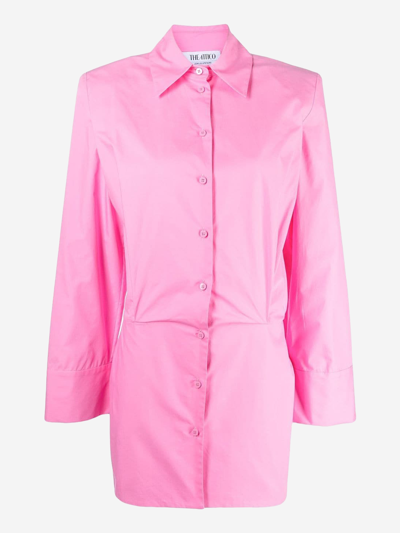 Attico Pink Margot Mini Shirt-dress In Cotton Woman