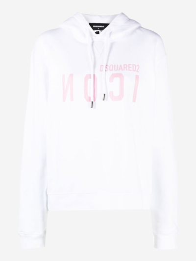 Dsquared2 Icon-printed Drawstring Hoodie In White