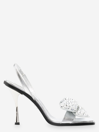 Dsquared2 Rhinestone Details Heel Sandals In Silver