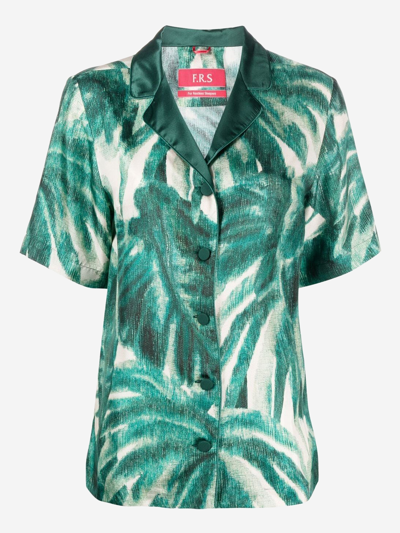 F.r.s For Restless Sleepers Palmtree-print Silk Shirt In Green