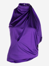 Versace Purple Halterneck Top With Diagonal Cut-out In Viscose Woman