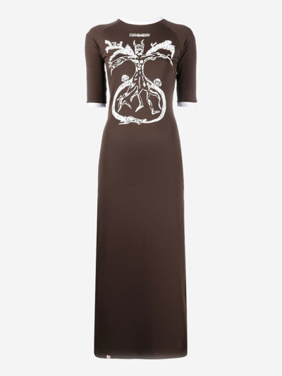 Charles Jeffrey Loverboy Graphic-print Organic-cotton Dress In Brown