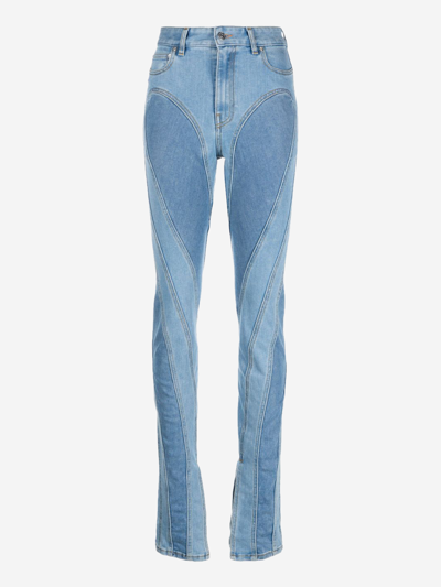 Mugler Blue Slitted Spiral Jeans